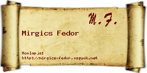 Mirgics Fedor névjegykártya